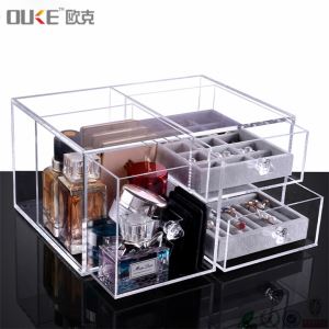 ออแกไนเซอร์แต่งหน้าแบบอะคริลิคแต่งหน้าแต่งหน้า Shelves-Lucite Makeup Organizer